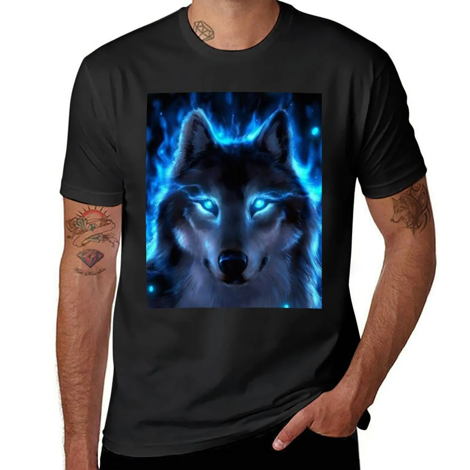wolf T-Shirt customs Short sleeve tee summer top cute tops mens big and tall t shirts
