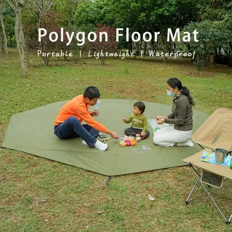 4.1x4.1m Large Camping Mat Hexagon Octagon Waterproof Ground Sheet Footprint Picnic Mat Big Tarp Awning Shade Beach Travel Mat