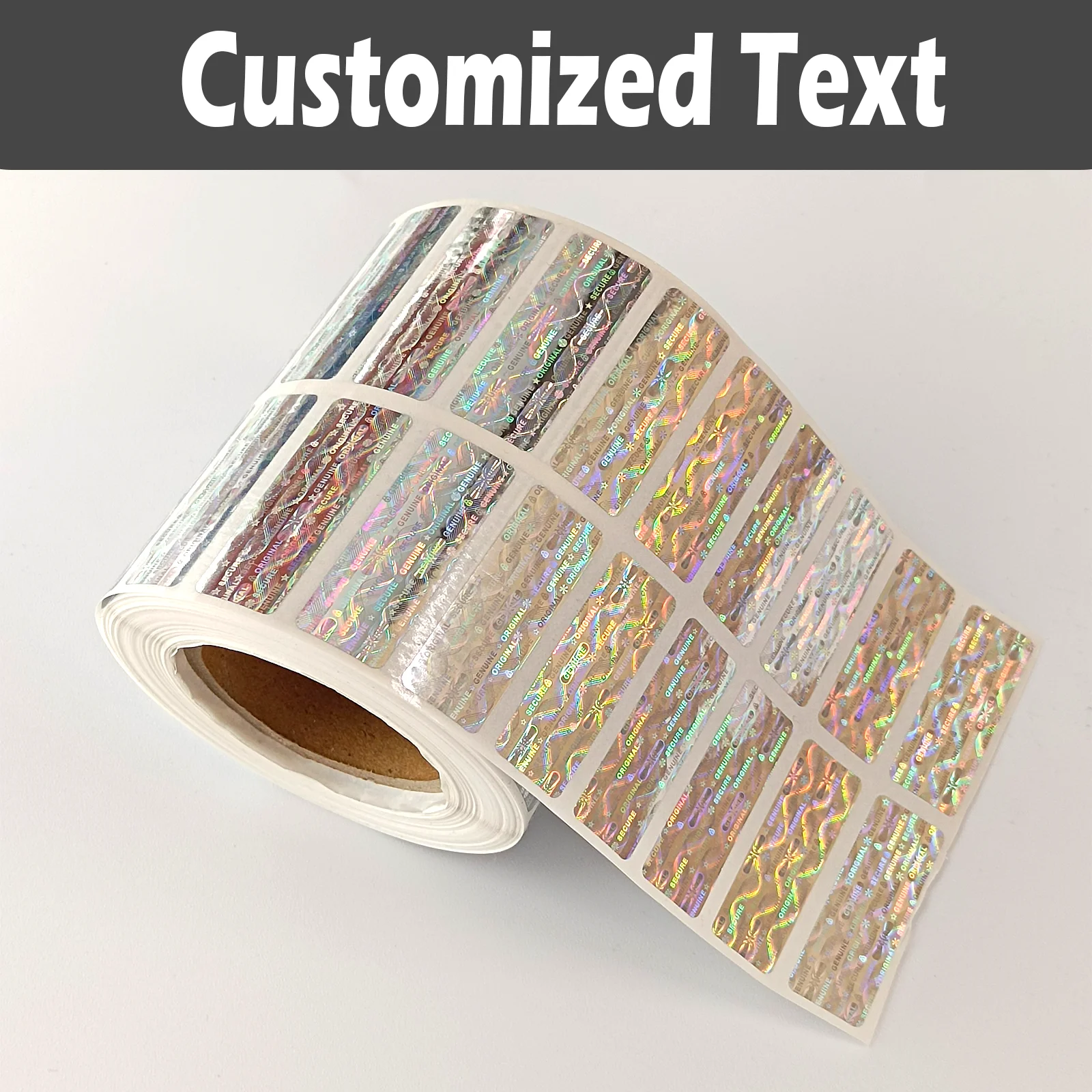 Custom Silver Hologram Security Stickers Tamper-Proof Warranty Void Anti-Counterfeit Genuine Seal with Custom Text