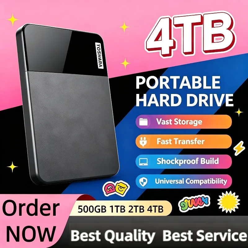 Portable Encrypted External Hard Drive Large Capacity 500GB 1TB 2TB 4TB USB 3.0 Work File Backup Hard Drive For Desktop, Laptop.