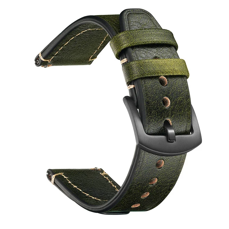 Double sided top layer cowhide Watchband 18mm 20mm 22mm Quick Release Universal Straps Retro Fashion Wrist Band For Huawei gt4/5