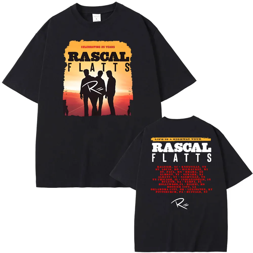 

Rascal Flatts 2026 Black Tour Tee Hip Hop Cotton Tee-shirt Short Sleeve Gothic Grunge Tshirt Ropa Summer O-neck Female/Male Tees