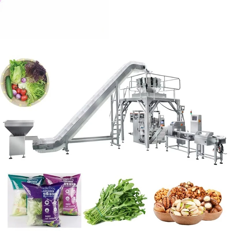 520W Automatic VFFS Packer for Frozen Vegetables Greens Greenstuff Bag Filling Sealing Production Line Custom