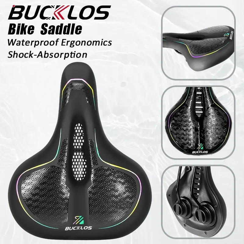 

BUCKLOS MTB Suspension Saddle Hollow Bicycle Seat Shock-Absorption Cycling Saddle PU Soft Waterproof Bike Seats Bicycle Parts