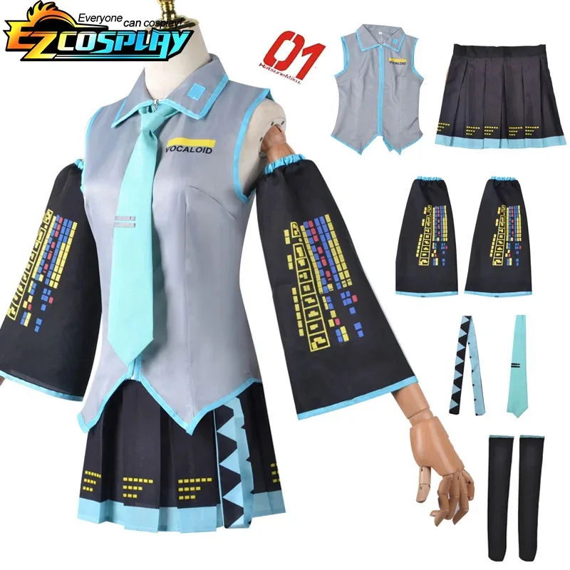 2025年12月-ボーカロイドウィッグ-日本製-ミディドレス-初心者向け-未来ミク-コスプレ-女性用-ハロウィンコスチューム-フルセット