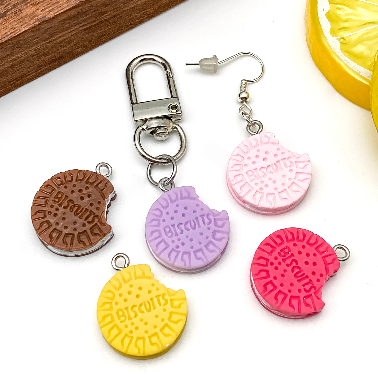 10pcs resin letter biscuit sandwich biscuit series charms pendant, suitable for DIY earring necklace jewelry accessories