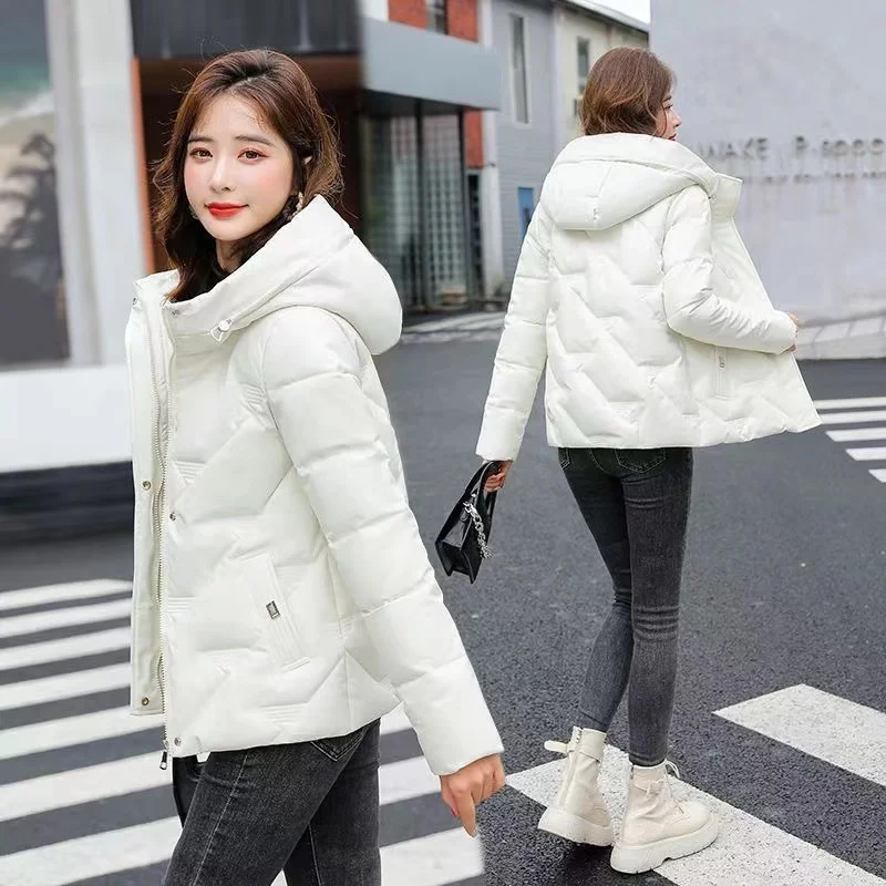 

2024 New Winter Down Jacket For Women Casual Short Coat Hooded Parkas Korean Thick Warm Cotton Padded Clothes Basic Overcoat