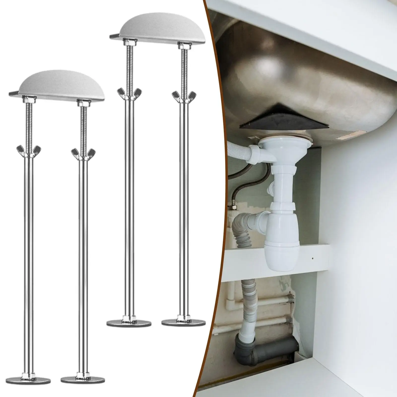 2x кронштейн для раковины, регулируемая высота, для умывальника, кухонной стойки