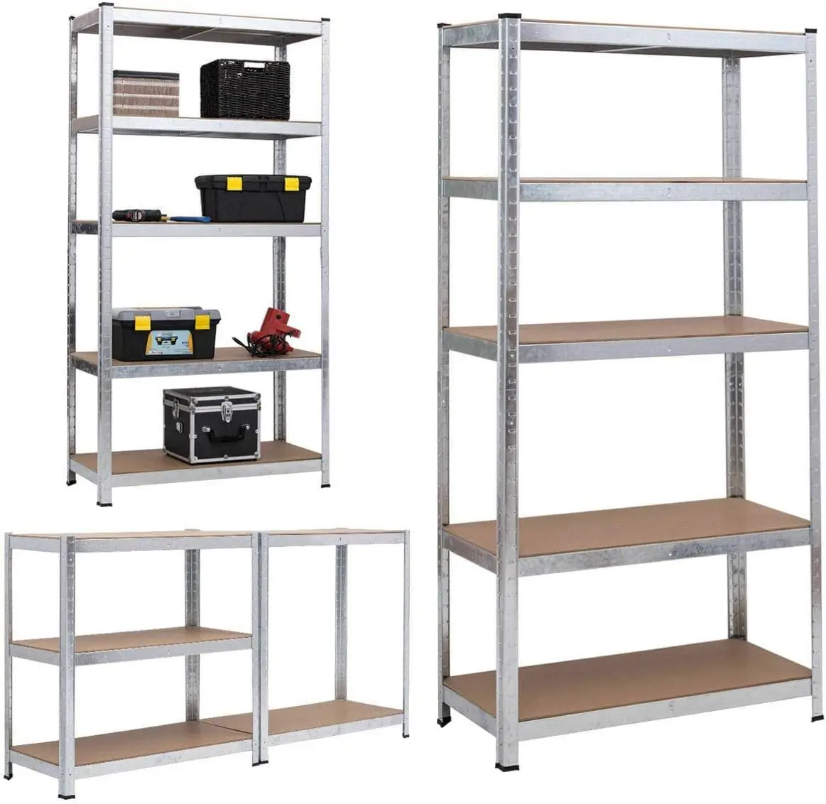 Regale zur Aufbewahrung – Robustes Garagenregal aus Metall, schraubenlos, freistehend, 5-stufige Regaleinheit, 180 x 90 x 40 cm, 875 kg