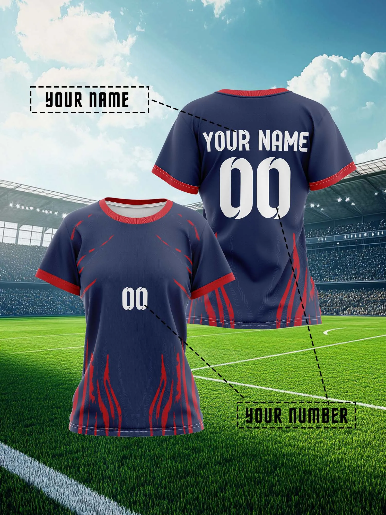 

Женская спортивная футболка с V-образным вырезом на заказ с именем и номером, быстросохнущая, с полной сублимационной печатью, розовая, модная, 2026