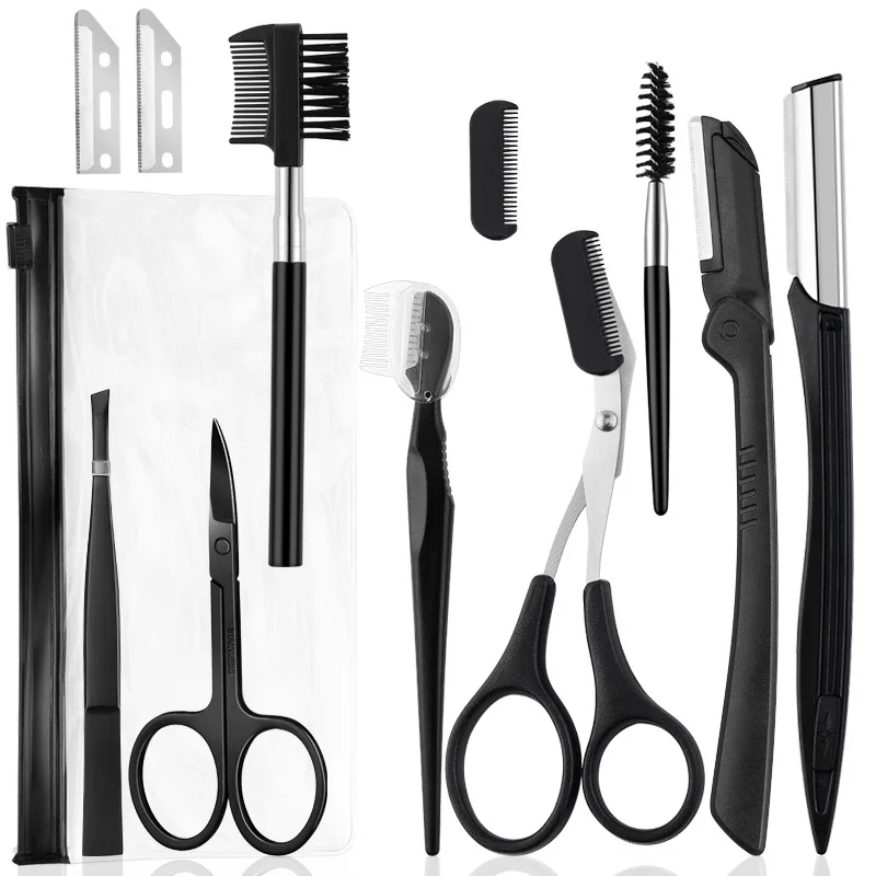 3/4/5/11-teiliges Neues Augenbrauen-Trimmer-Set Schere Pinzette Augenbrauenrasierer Augenbrauenkamm Augenbrauen-Clip Make-up-Werkzeug-Sets