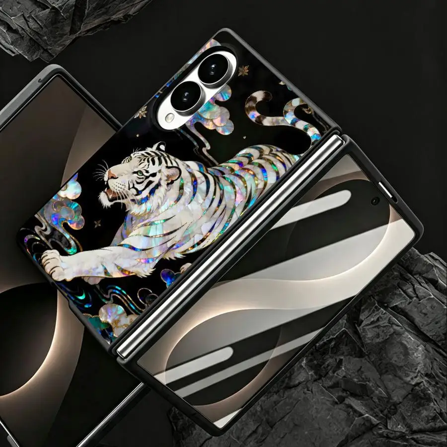 Luxury Phone Cover Case for Samsung Galaxy ZFold8 Z Fold8 Wide ZFold Wide Z Fold 8 White Tiger