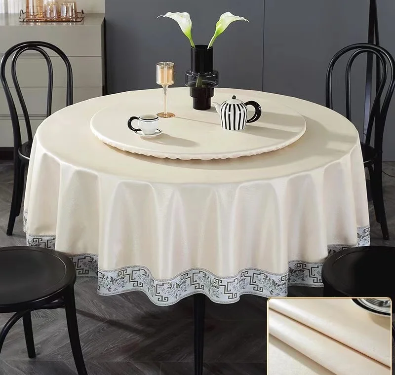 2024 new Chinese style round tablecloth oil-proof, wash-free and scalding-proof cloth for home use