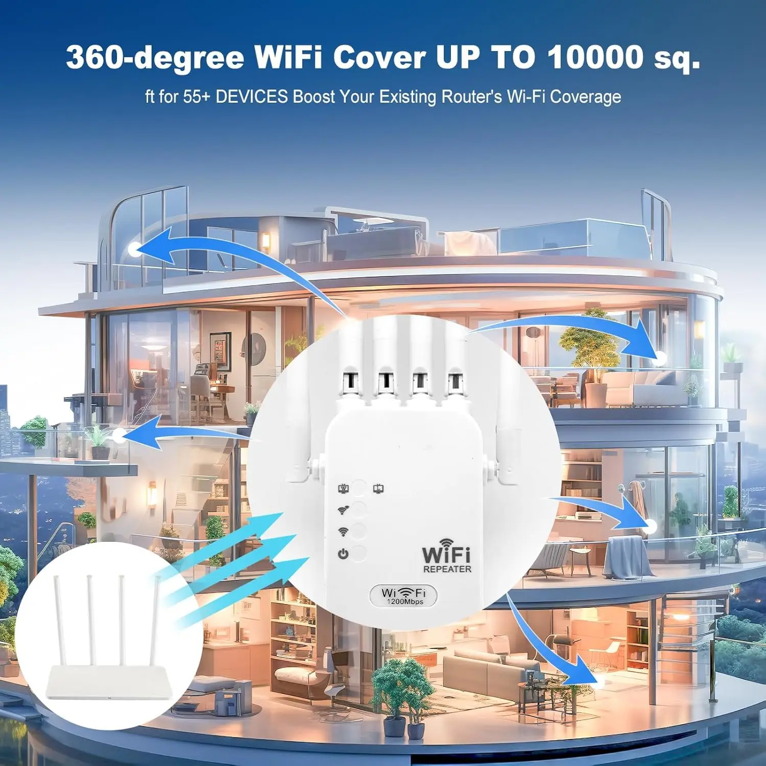 Hannord 1200Mbps Ripetitore WiFi Wireless Ripetitore di Segnale Wifi Dual-Band 2.4G 5G WiFi Extender Router Spina UE USA Amplificatore WiFi