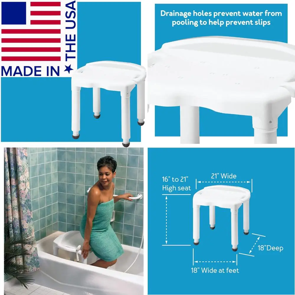 

Heavy-Duty Adjustable Height Bath Seat and Shower Chair, Supportive for Seniors and Disabled, Holds 400 lbs