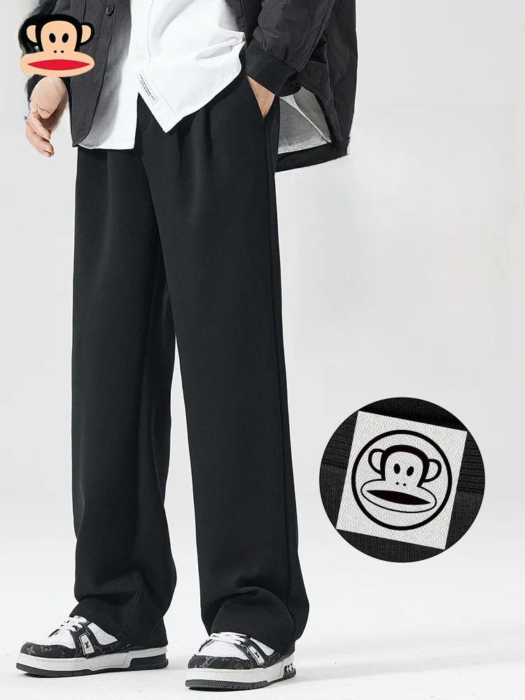 

PaulFrank Premium Casual Pants Men's Spring Autumn Loose Drapey Straight Bla Long Trousers Cool Haome Youth Sle