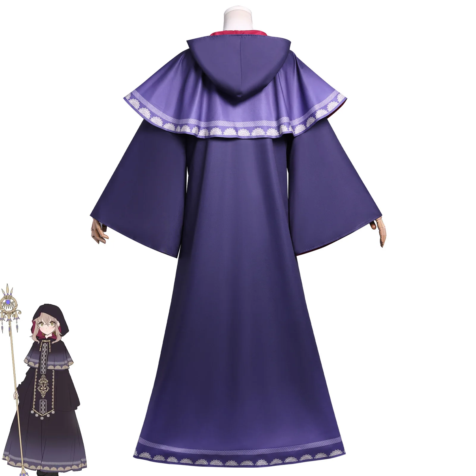 Anime Silent Witch Monica Everett Cosplay Costume wig Purple Magic Cloak Dress Women Male Halloween Role Play Party Suit