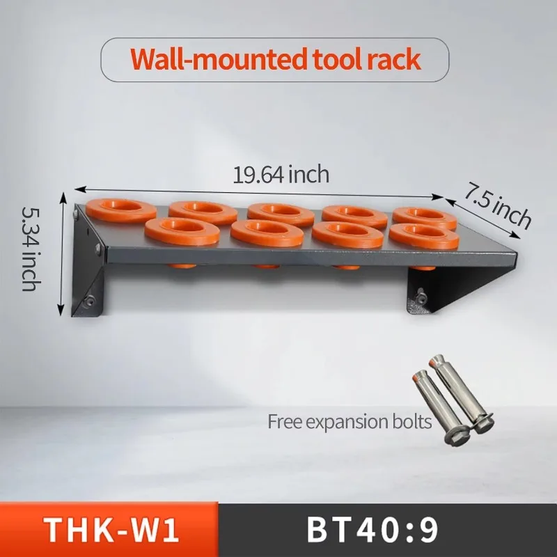 CNC Tool Storage Rack Wall Mount CAT40 9 Tool Holder Capacity Cold Rolled Steel Made in China 3-Month Warranty Workshop Storage