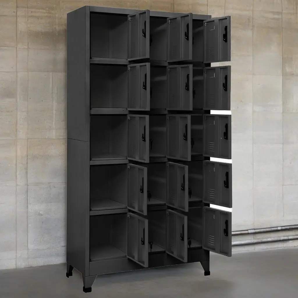 35.4'' Anthracite  Locker Cabinet - Durable Storage Solutions - 70.9'' Tall, 15.7'' Wide