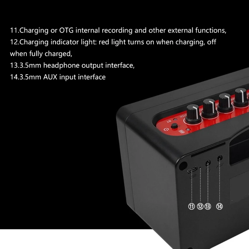High Power Portable Guitar Amp Audios Input Durable ABS Construction Outdoor Use Shockproof Guitar Amplifier 24BD view 6