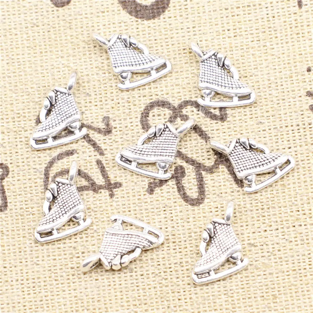 Trendy Jewerly Diy Craft Charms Skates Antique Silver Color Pendants For Jewelry Making 11x13mm 20pcs