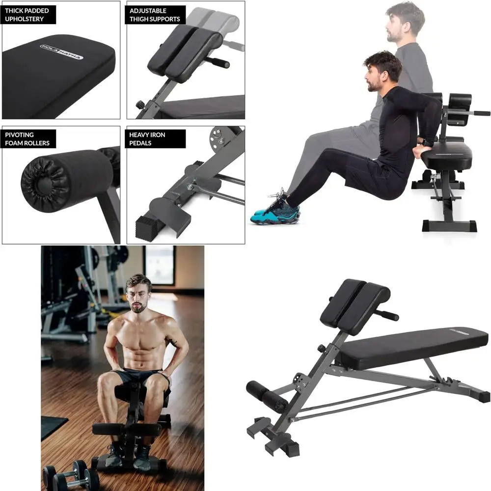 

Adjustable Flat & Decline Bench, Weight Lifting and Training Equipment for Full Body Workout - Padded Seat and Dumbbell Storage