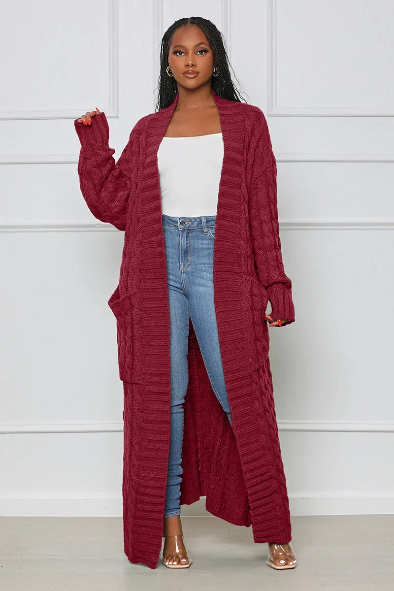 Chocomist Outwear Trendy Solid X-long 13 Colors Women Cardigan