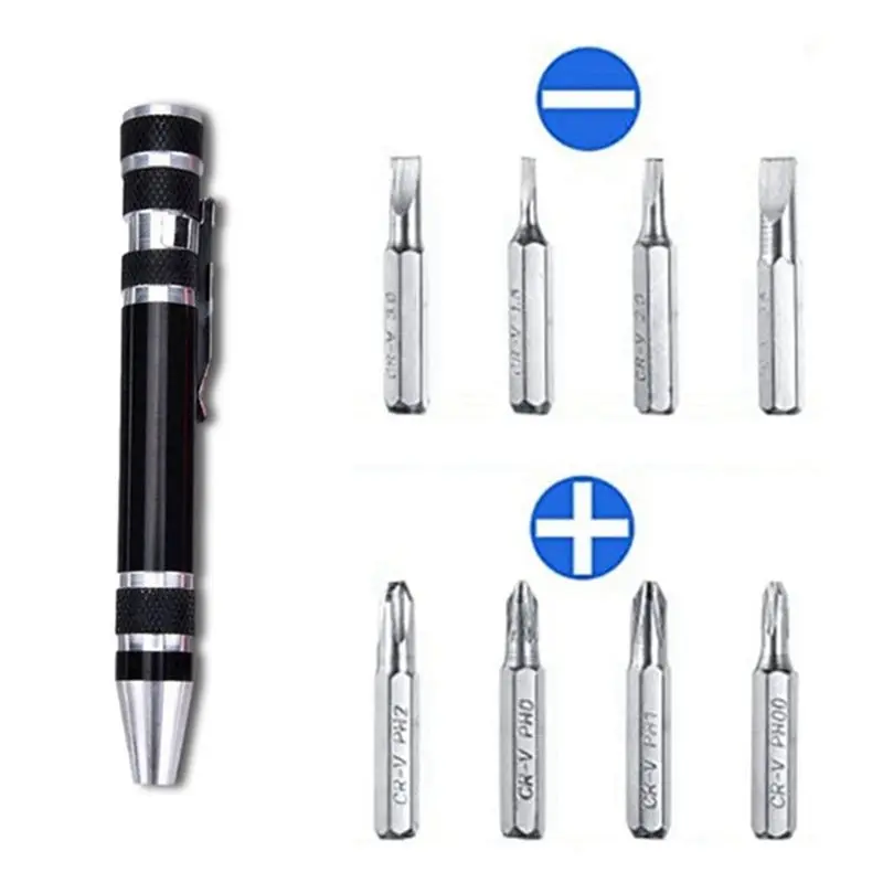 

AAAF 25Pcs Pen Screwdriver Set Aluminum Alloy Pen Type Hand Screw Screwdriver Black