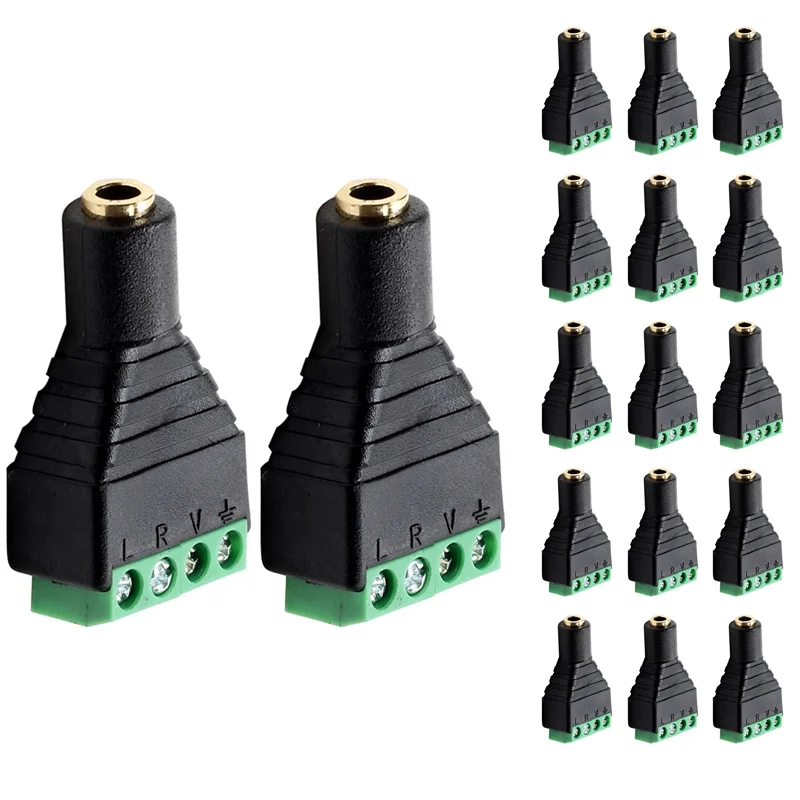 

5/20/100PCS 4 Pole 3.5mm Female Stereo Audio Video to 4Pin Screw Terminal Female Headphone Balun Terminal Block Plug connector