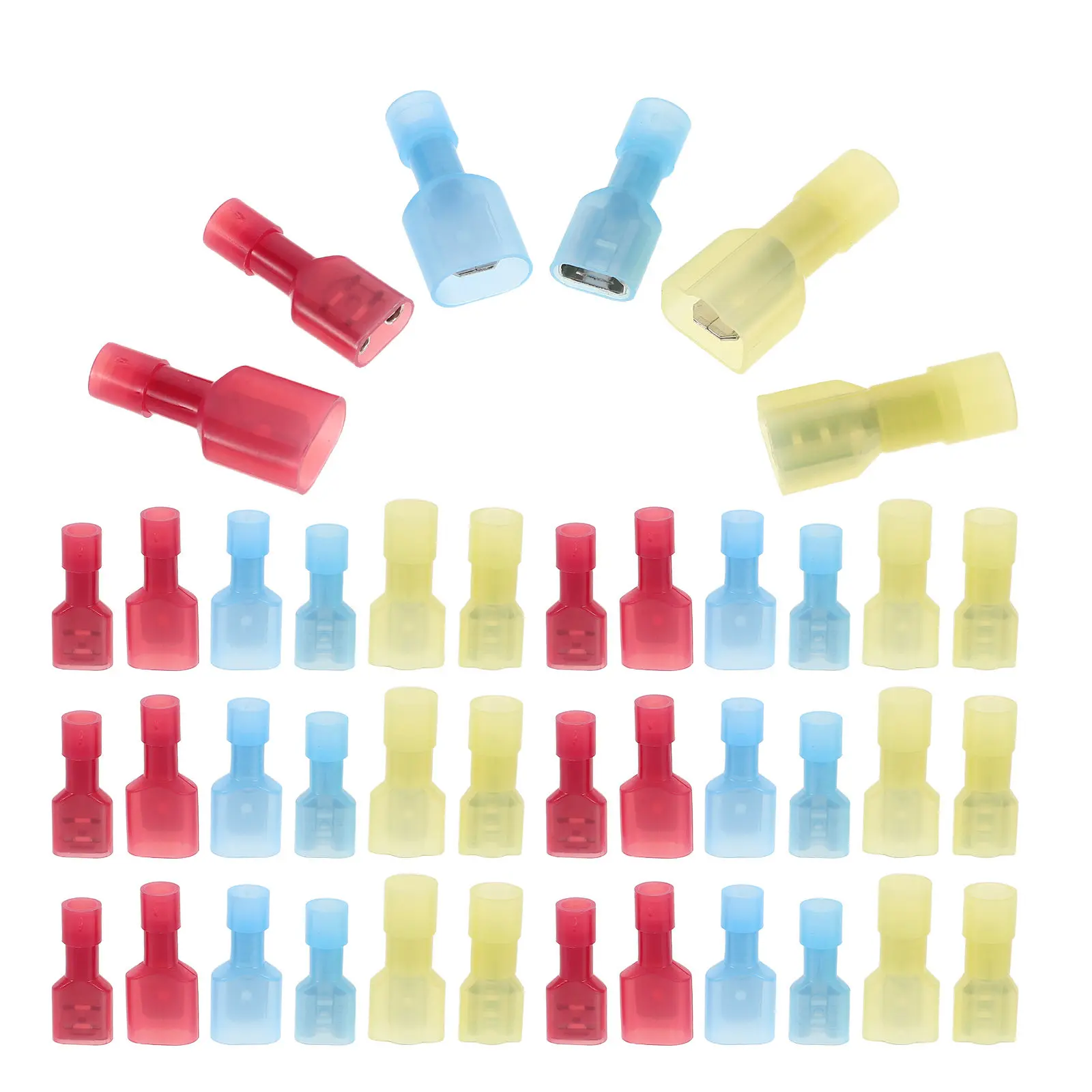 

200pcs Insulated Spade Connectors Nylon Crimp Terminals Quick Disconnect Male Female Wire Connectors For Automotive Speaker