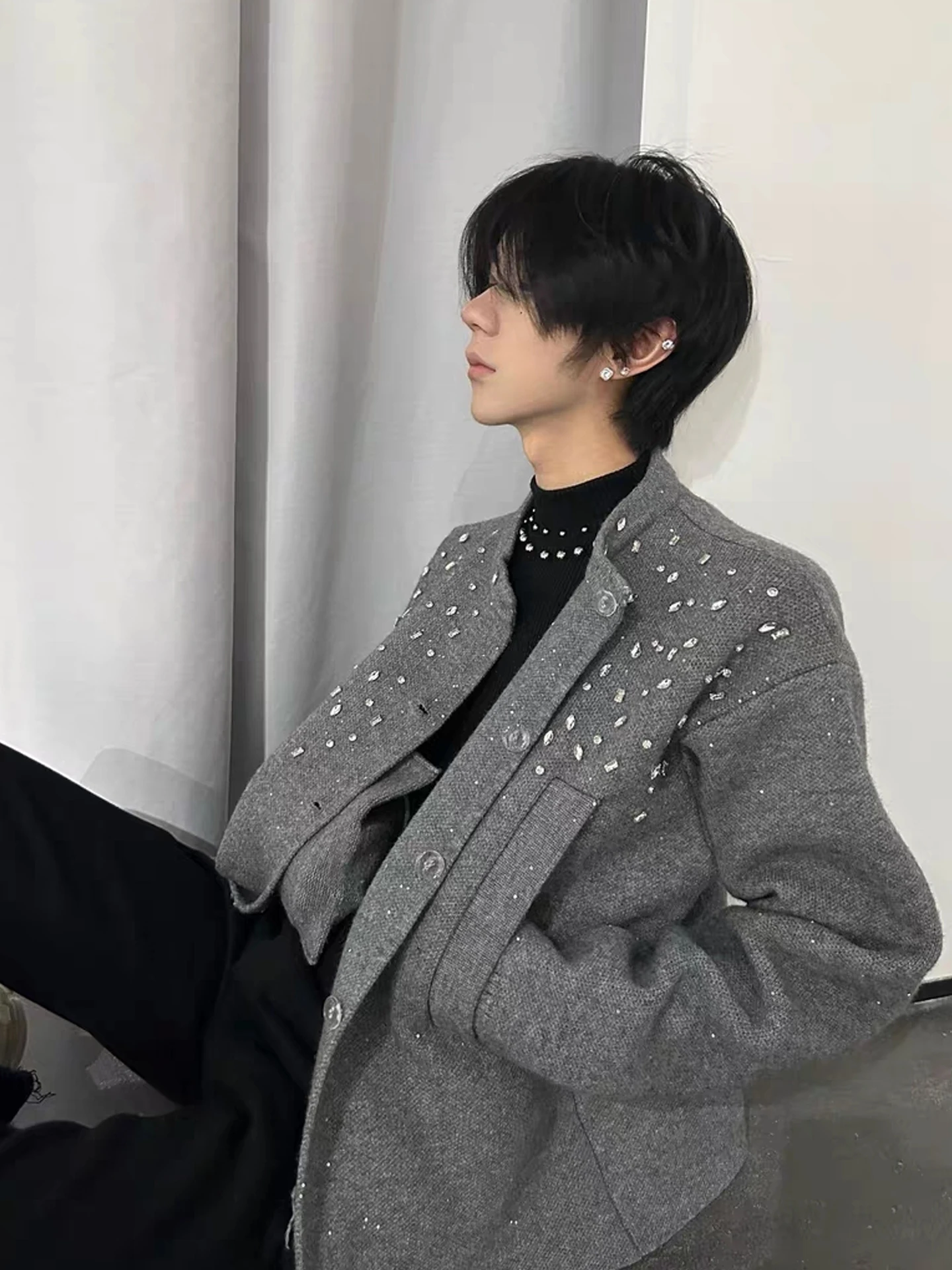 Fashion Fine Flash Diamond-Studded Cardigan Sweaters Men Women 2025 Autumn Winter New High-End Small Fragrant Loose Knitted Tops