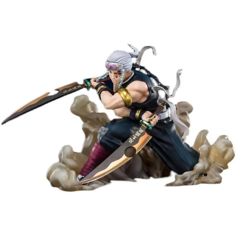 Demon Slayer Anime Series Tengen Uzui Sound Hashira Double Blade Scene Effect Collectible Figure Desktop Decor Gift
