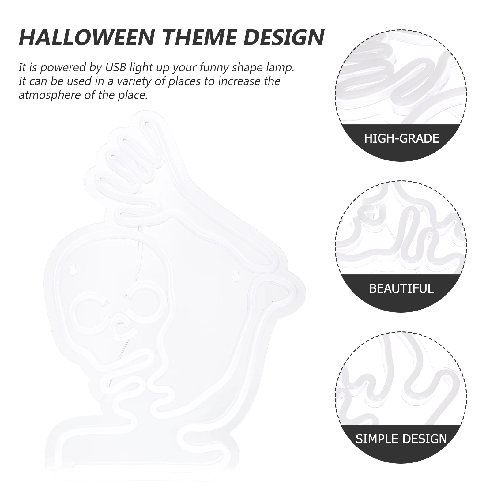 

Halloween Neon Light Acrylic Backboard Decor with Premium Safe Material Illumination for Door Ceiling Grass Building Party Mood