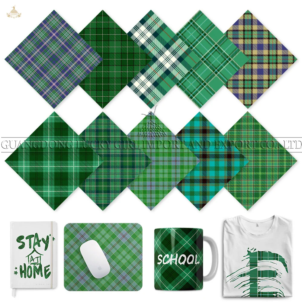 Lucky Goddness Green Buffalo Plaid Infusible Transfer Ink 12x12 IN Sublimation Transfer Paper Ink for Heat Press T-Shirts Mugs