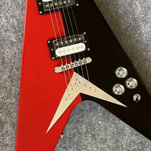 

Irregular red and black 2-color electric guitar, high-quality guitar, fast and free shipping