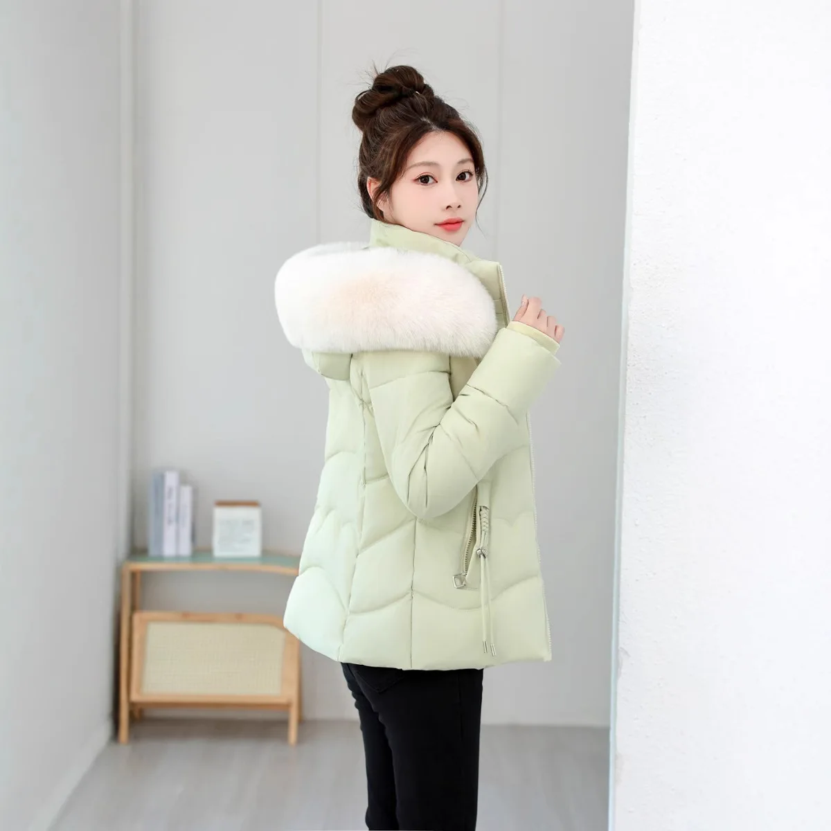 Kurtki damskie w stylu koreańskim, zimowe, nowa moda, jednolite kolory, codzienne, modne, proste, podstawowe, z długim rękawem, z kapturem, pikowane, parki damskie.