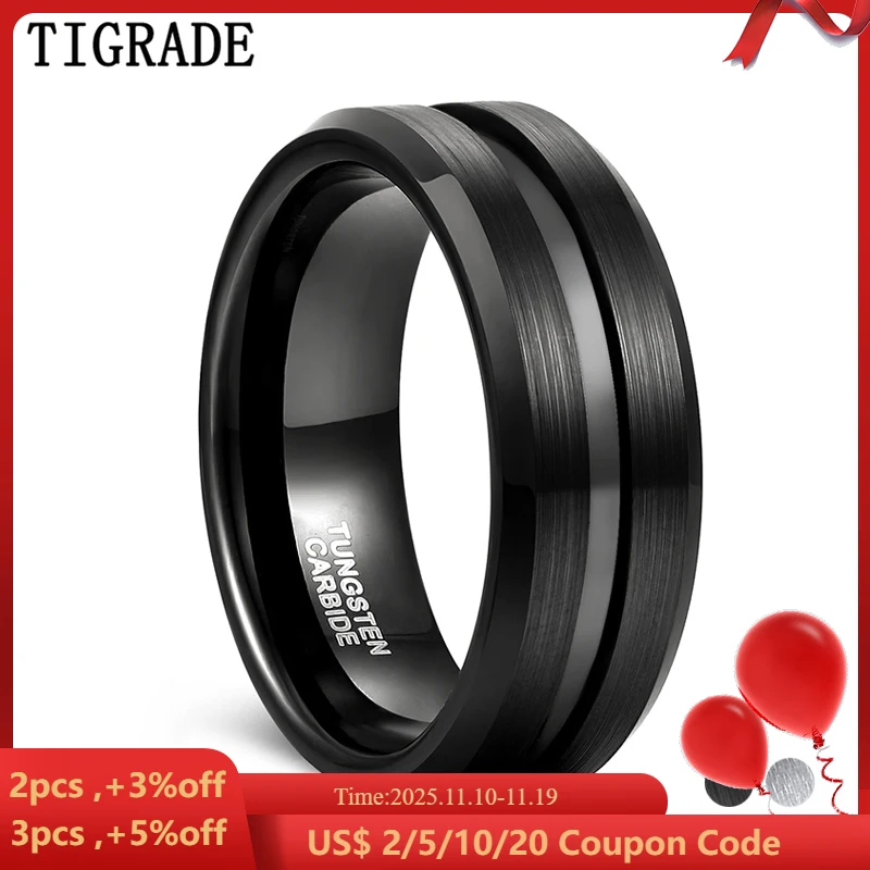 

Tigrade Man Black Ring Fashion Jewelry Fashion Jewelry Tungsten Ring Wholesale Engraving Men's Rings Classic Wedding Rings