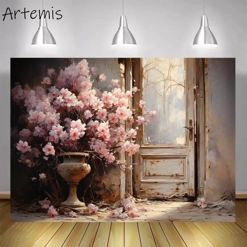 Valentine's Day Backdrop Painting Delicate Flowers Romantic Emotivity Children's Birthday Portrait Background Photo Studio