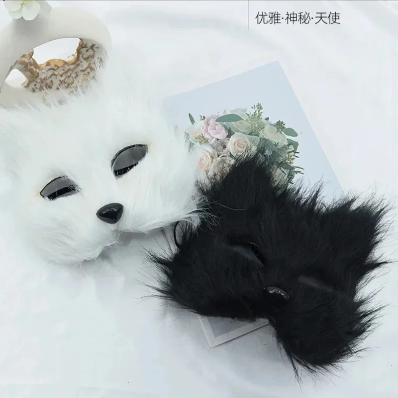 الثعلب الوجه 5/10 قطعة وسادة نصف الوجه هالوين الدعائم حفلة شعر وسادة تأثيري غطاء رأس القبعات ل قناع تنكري