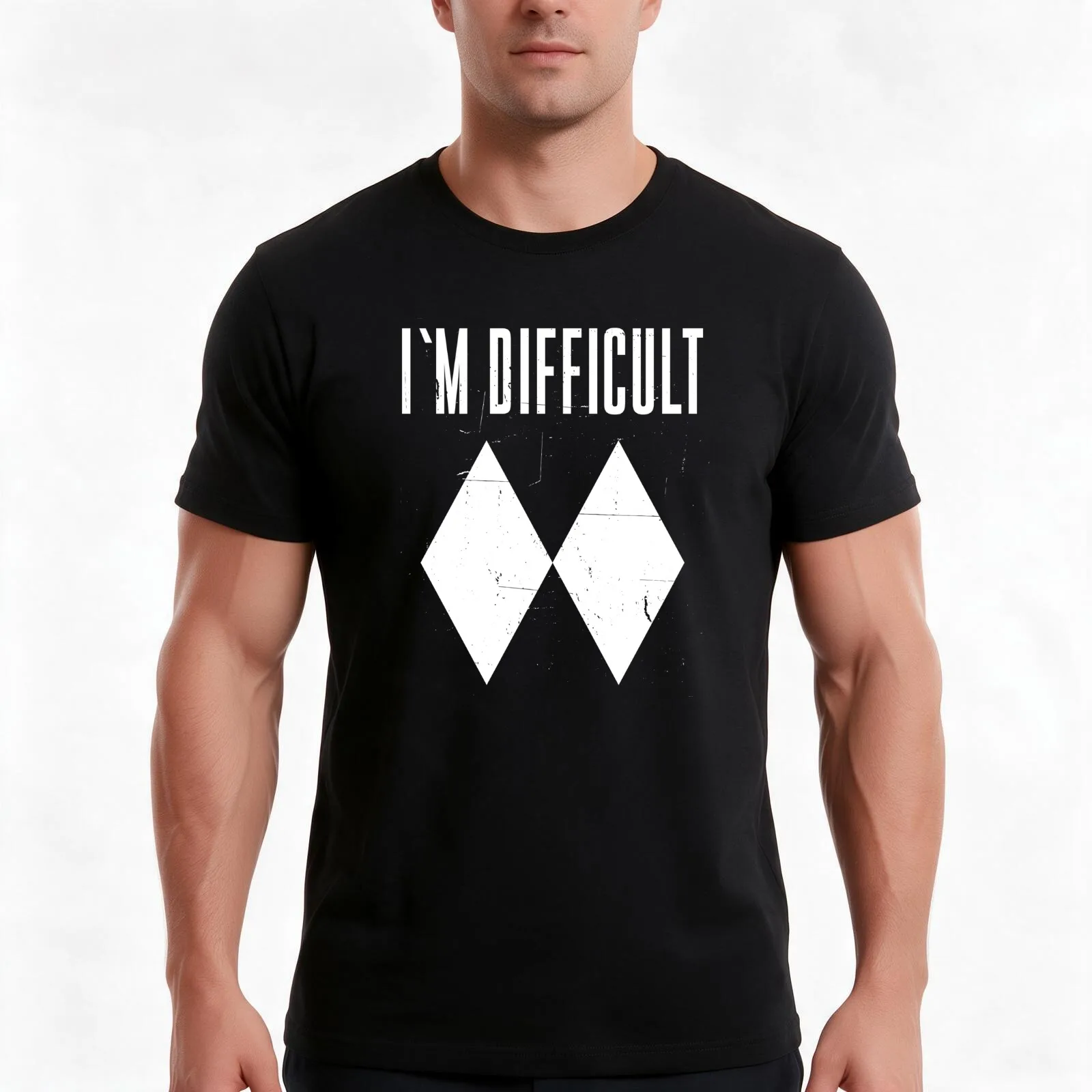 Ski Gag I'm Difficult T-Shirt, Summer Casual Cotton Tee, Oversized Streetwear Tops, Vintage Graphic Print, Unisex Men Women