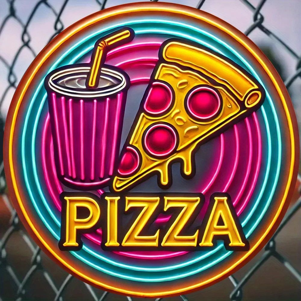 CIFBUY Vintage Aluminum Wall Art Waterproof Scratchproof Pizza Sign For Home Bar Cafe Indoor Outdoor Yard Decor
