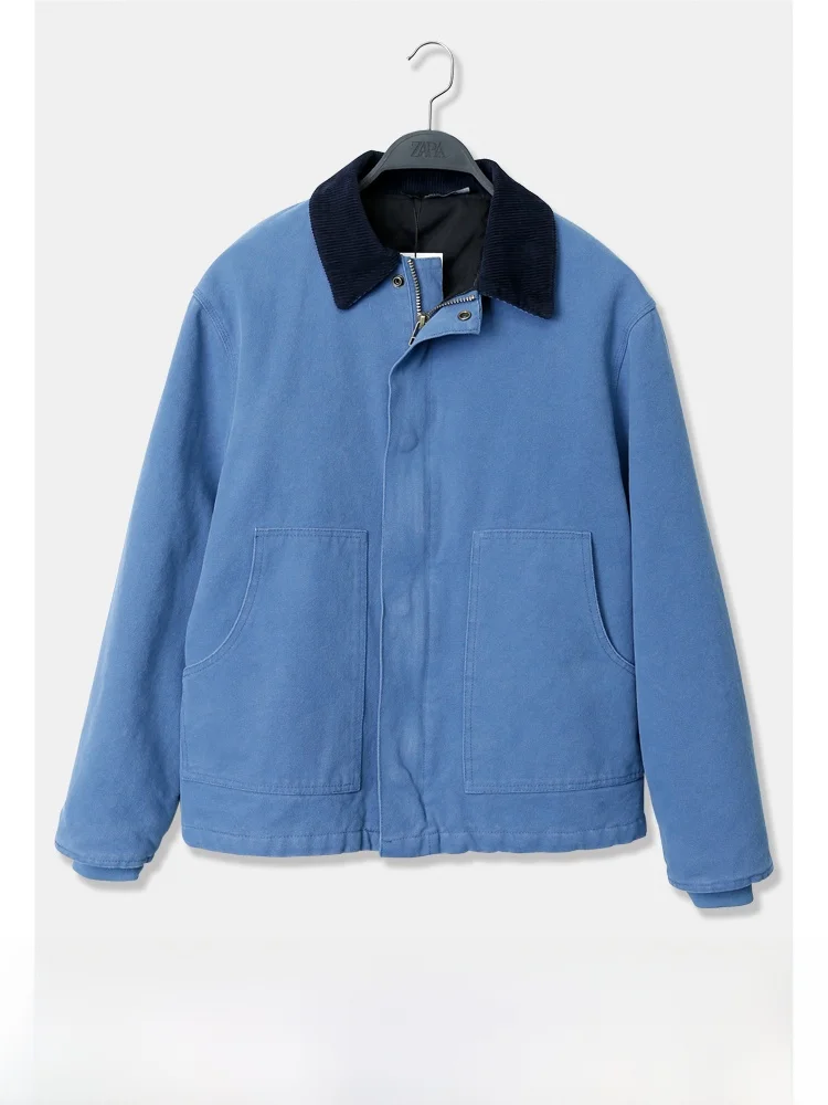 

Осень-зима, парусиновая рабочая одежда с воротником-джате, лоскутная хлопковая верхняя одежда, молодежная модная свободная посадка, длинная застежка-молния