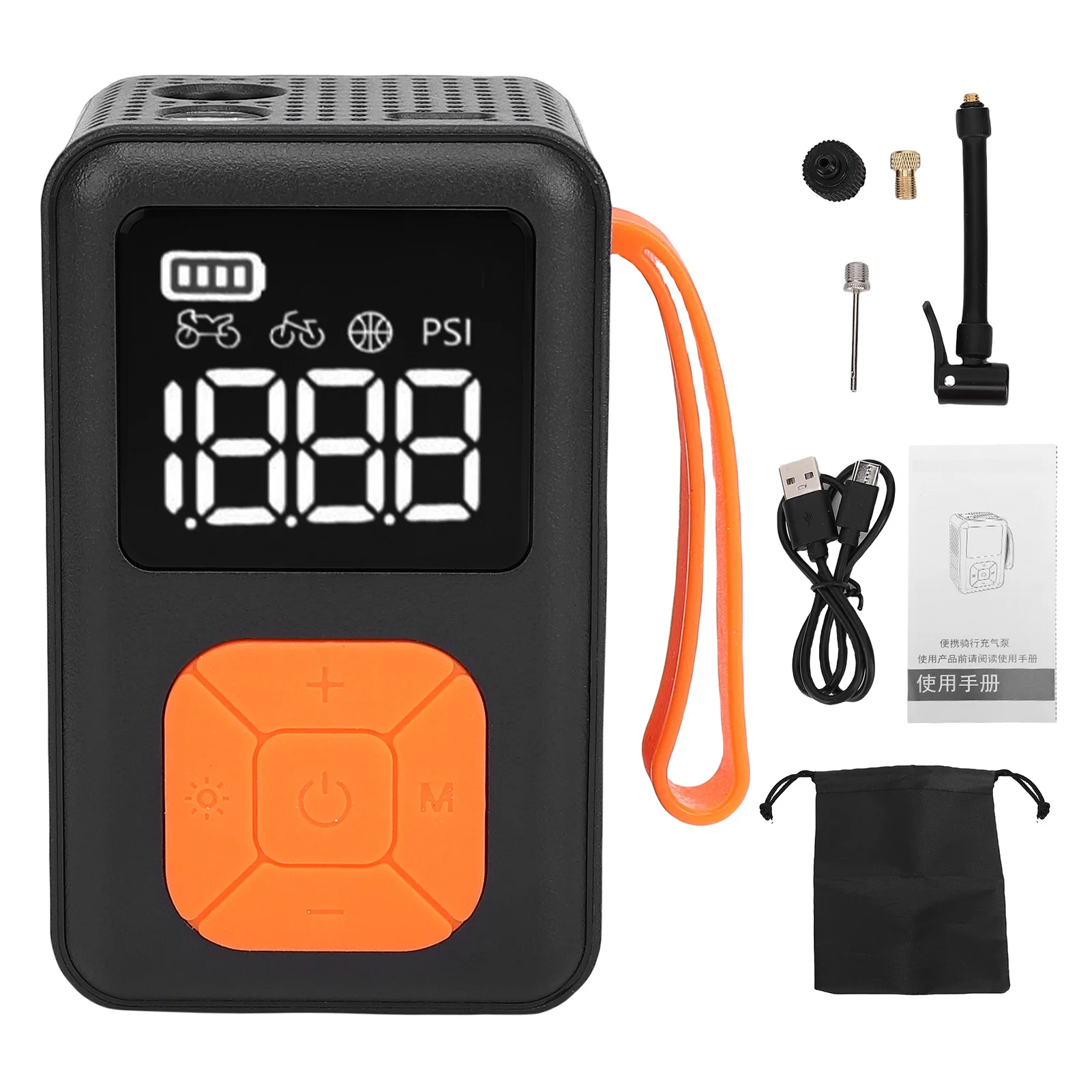 

Digital Tire Inflator Air Pump with Pressure Indicator LED Light for Car Bike Motorcycle Balls 1600mAH Rechargeable Air Pump