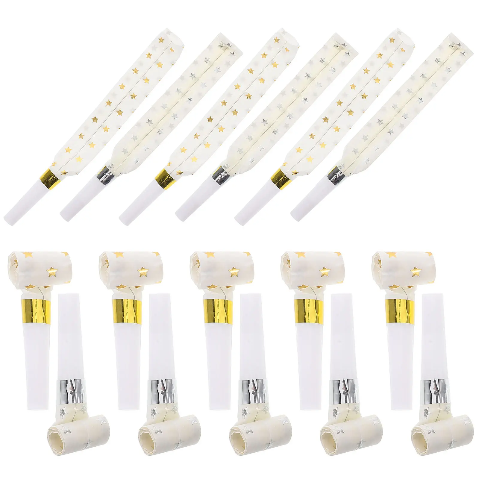 

20Pcs Party Blowers Gold Foil Noise Makers for Kids Adults Birthday Favors New Year Celebration Fun Whistles Noisemakers