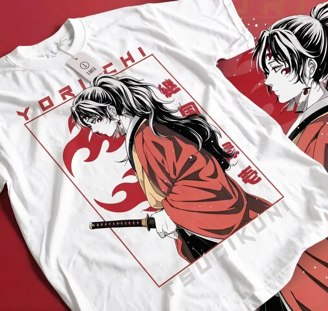 Demon Slayer Yoriichi Tsugikuni Anime Printed T-shirt Men's and Women's T-shirt Men's Top Sports T-shirt Men's T-shirt Summer