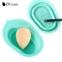 DUcare Brush Cleaning Mat Makeup Foundation Brush Cleansing Scrubber Foldable Silicone Washing Cosmetic Sponge Cleaner Bowl Pad