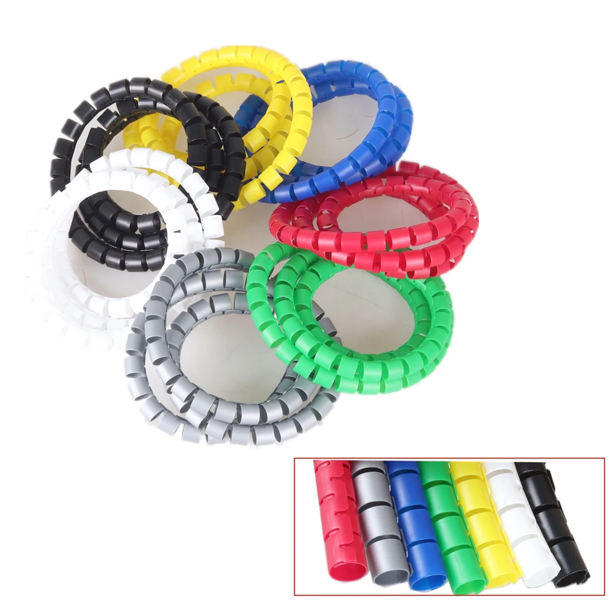 1/3/5/10M Line Flexible Spiral Cable 8/10/16/22/28/32/36/42mm Color Winding Organizer Pipe Cable Wire Protector Cover Tube