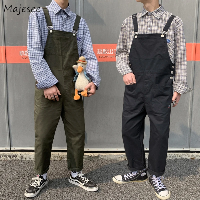 

Pants Men Students Couple Casual Solid Simple Overalls All-match Breathable Minimalist BF Streetwear Loose Vintage Male Leisure
