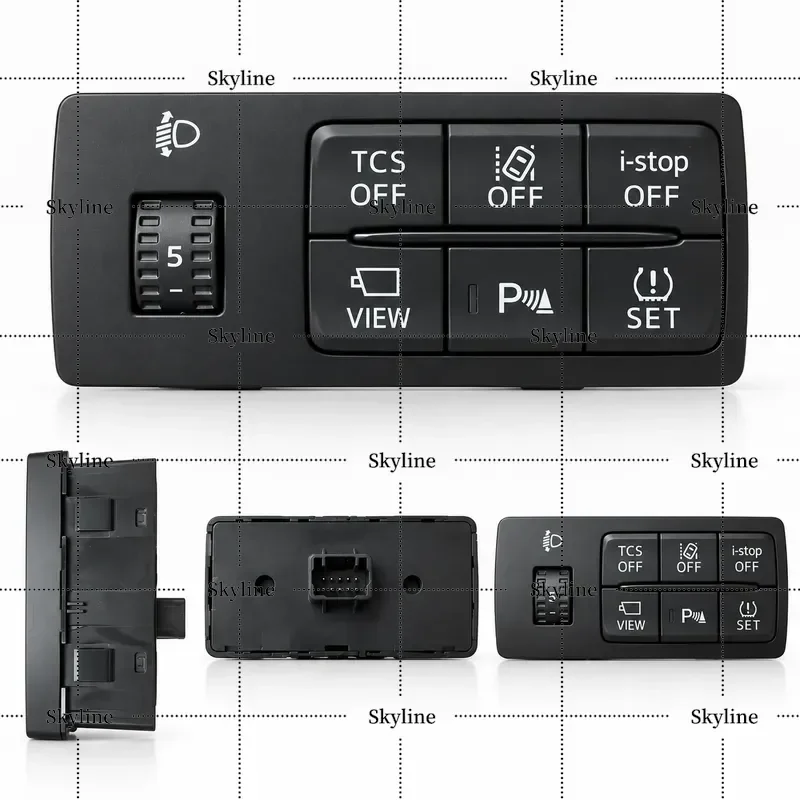 Car Headlight Adjustment Switch Tire Pressure Monitoring Lane Departure Button Start Stop Switch DH9F66170 For Mazda CX5