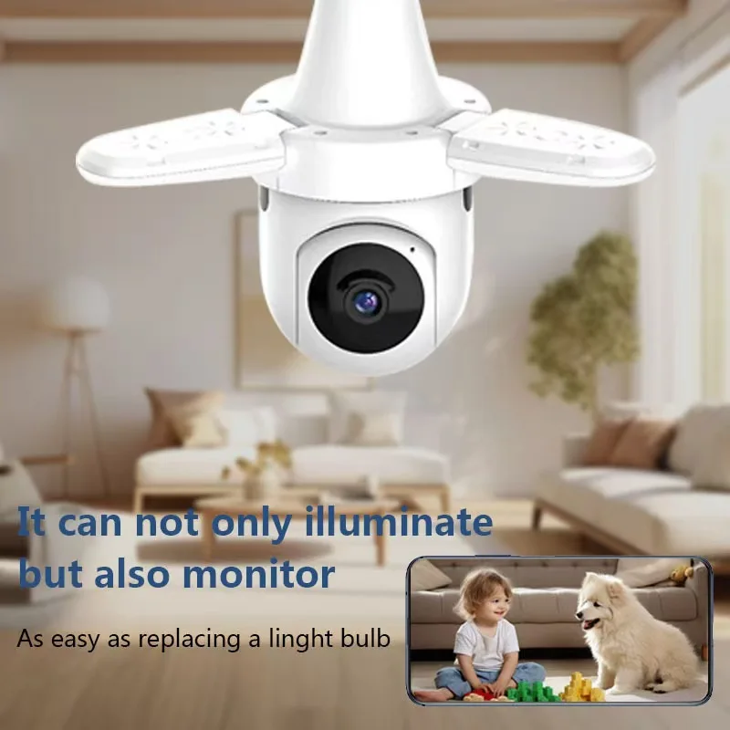 WiFi Light Bulb Security Camera 4MP HD with 355° Pan 90° Tilt Color Night Vision Auto Tracking Two-Way Audio E26/E27 Socket